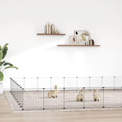 vidaXL Cușcă animale de companie cu ușă 36 panouri negru 315x315x35 cm oțel