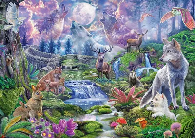Puzzle 1000 piese - Steve Sundram - Moonlit Wildlife