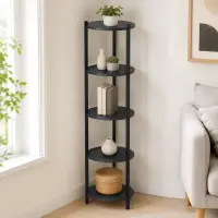 Suport flori si vase Lale cu 5 nivele, etajera decorativa pentru plante carti sau obiecte, cadru metalic + PAL melaminat 18 mm 40 x 160 cm, potrivita living balcon sau birou, stil modern scandinav