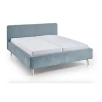 Pat matrimonial albastru deschis tapițat cu somieră 160x200 cm Mattis – Meise Möbel