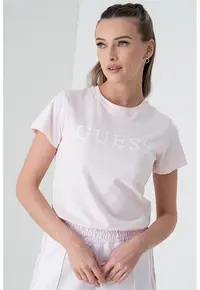 Tricou cu imprimeu logo pentru fitness - Alb/Roz pal
