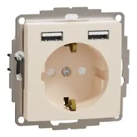 Sedna Design, Priza 2P+E+2 USB 2.4A, cu obturatoare, bej