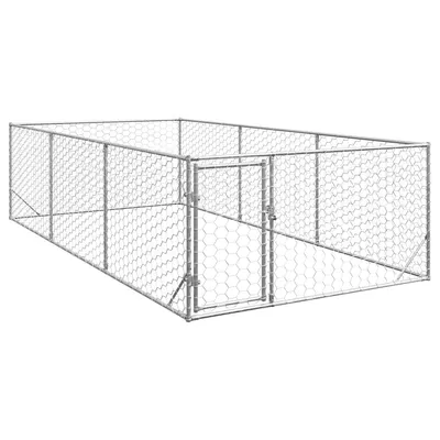 Gossi canisa de exterior pentru caini cu usa 2x4x1 m otel galvanizat