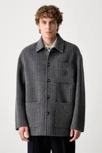 Drôle de Monsieur cămașă pentru bărbați cu lână Pinstripe