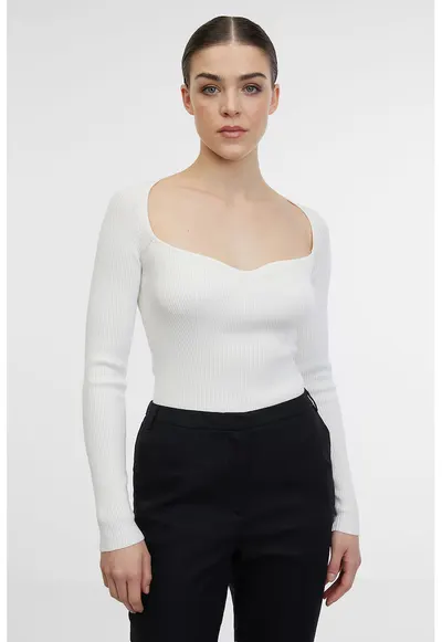 Bluza-body texturata cu maneci lungi - Alb