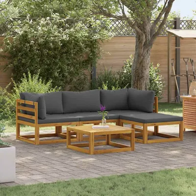 vidaXL Set mobilier grădină cu perne, 5 piese, lemn masiv acacia