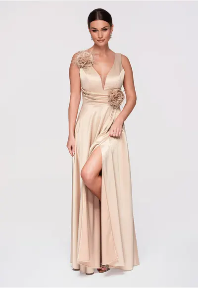 Rochie de seara maxi LA-OM-DLR269 - Auriu