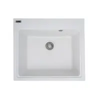 Chiuvetă din compozit de granit pentru bucătărie ELEFANT PREMIUM 5852 VESTA Alb 580 x 518 mm
