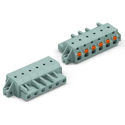 1-conductor female plug; push-button; clamping collar; 2.5 mm²; Pin spacing 7.5 mm; 13-pole; 2,50 mm²; gray