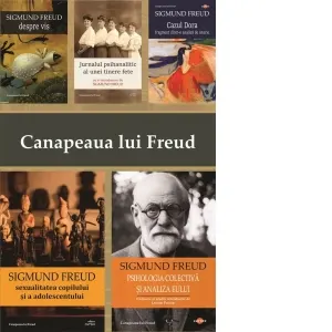 Pachet Canapeaua lui Freud: 1. Sexualitatea copilului si a adolescentului; 2. Psihologia colectiva si analiza Eului; 3. Despre vis; 4. Cazul Dora; 5. Jurnalul psihanalitic al unei tinere fete