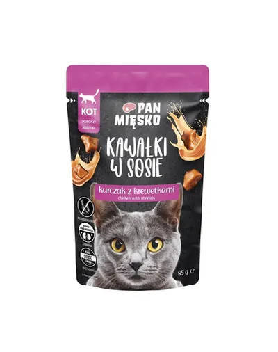 PAN MIĘSKO pui și creveți hrană umedă pisici 85 g în sos