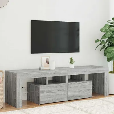 vidaXL Comodă TV cu lumini LED, gri sonoma, 140x36,5x40 cm
