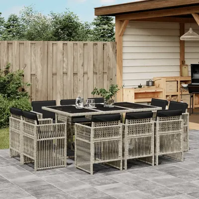 Gossi set mobilier de gradina cu perne 11 piese gri deschis poliratan