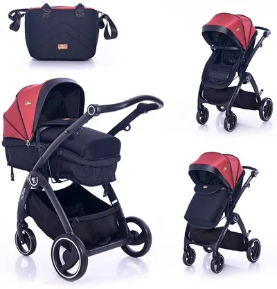 Carucior combinat pentru copii Lorelli - Adria, Black and Red