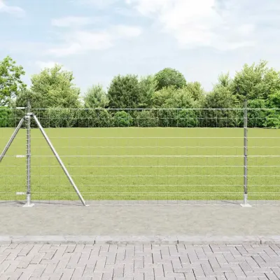 vidaXL Gard Euro cu Bază din Beton 25 x 1 m Oțel Galvanizat Argintiu