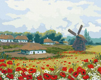 Set de pictură pe numere Ideyka - Fermă vară, 40 х 50 cm
