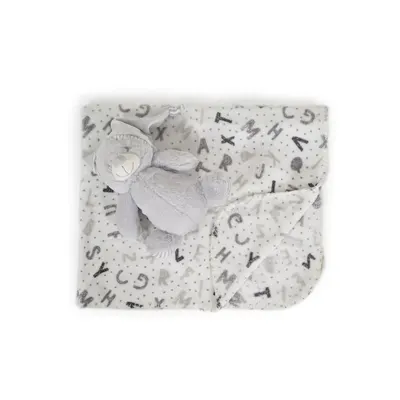 Patura cu jucarie de plus pentru bebelusi Cangaroo 90 x 75 cm Urs Gri