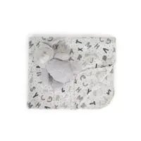 Patura cu jucarie de plus pentru bebelusi Cangaroo 90 x 75 cm Urs Gri