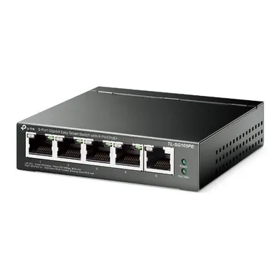 "5-Port Gigabit Easy Smart Switch with 4-Port PoE+ PORT: 4× Gigabit PoE+ Ports, 1× Gigabit Non-PoE Ports SPEC: 802.3at/af, 65 W