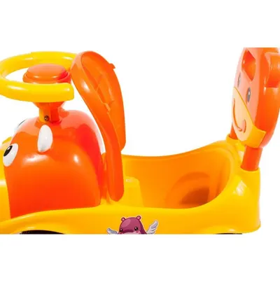 Ride-On copii fara pedale MalPlay Hipcio Walker Orange cu spatar inalt, compartiment de depozitare pozitionat sub scaun, claxon, recomandata copiilor de la 2 ani
