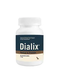 Supliment alimentar pentru consolidarea muschiilor vezicii urinare si pentru functionarea optima la animalele geriatrice și masculi necastrati, DIALIX Vesical & Prostate, VetNova, 45 comprimate
