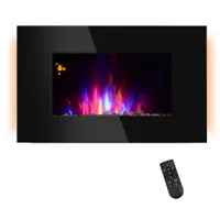 Soba Electrica de Perete sau Sol 2000W cu Flama LED 7 Culori, Negru, control manula/telecomanda, temporizator 90x56x9.5cm HOMCOM | Aosom RO