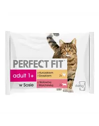 PERFECT FIT Adult plic pisica 4x85g hrana umeda in sos cu pui si mazare, vita si morcovi
