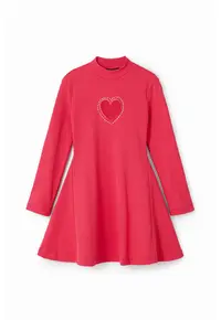 Rochie striata cu aplicatii cu strasuri - Rosu vermillion