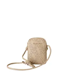 Geanta crossbody din piele ecologica cu logo - Auriu