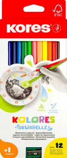 Set de creioane colorate Kores - Acuarelă, 12 culori