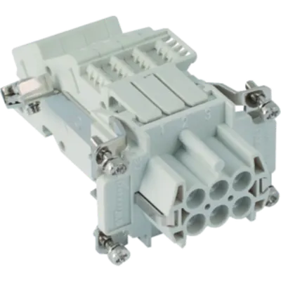 Insert pentru conector Mama - 44X27 - 6P + E 16A 500V / 6kV / 3 - SCREW TERMINAL BLOCK - STÂNGA - GRI