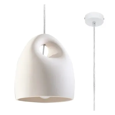 Lustră albă cu abajur din ceramică ø 25 cm Sativa – Sollux