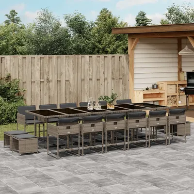 Gossi set mobilier de gradina cu perne, 17 piese, gri, poliratan