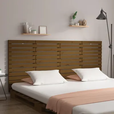 vidaXL Tăblie de pat pentru perete, maro miere, 206x3x91,5 cm lemn pin
