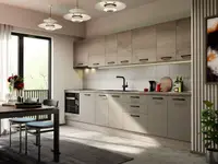 Mobila Bucatarie Elva 343.2 cm Gri + Stejar - Configuratia 11