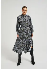 Rochie camasa cu imprimeu floral masliniu - Kaki