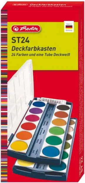 Vopsele de acuarelă Herlitz - 24 de culori, cu tub de vopsea albă