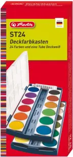 Vopsele de acuarelă Herlitz - 24 de culori, cu tub de vopsea albă