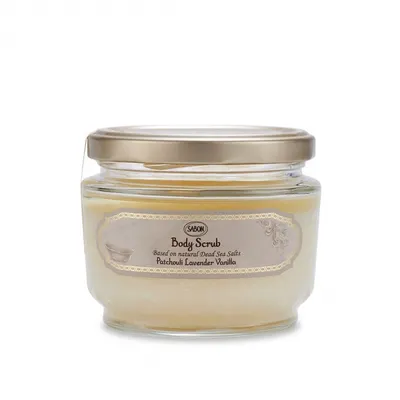Exfoliant de corp Patchouli Lavender Vanilla, 320g, Sabon