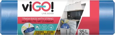 Saci de gunoi cu legături viGO! - Standard, 35 l, 15 buc, albastru
