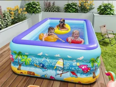Piscină Gonflabilă XXL Familie – 300x175x55 cm, Engross, Design Ocean, 3 Straturi, Ideală pentru Copii și Părinți