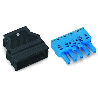 Socket; with strain relief housing; 5-pole; Cod. I; 4,00 mm²; blue