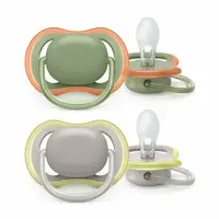 Set 2 suzete bebelusi, Philips Avent, Ultra Air, Ortodontice, Ventilate, Senzatie naturala, Fara BPA, 6- 18 luni, Verde/Gri