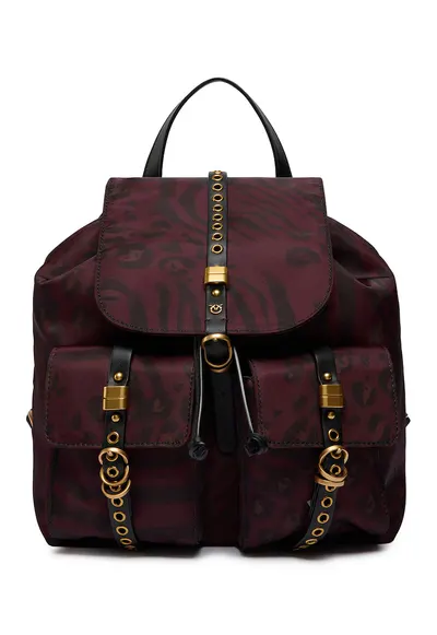 Rucsac din material textil cu garnituri de piele - Violet