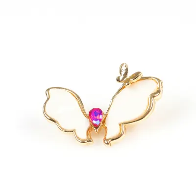 Brosa martisor fluture stilizat cu piatra roz