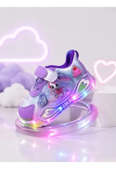 Adidasi cu lumini LED - Model Ponei - piele ecologica - fete - mov - Mov
