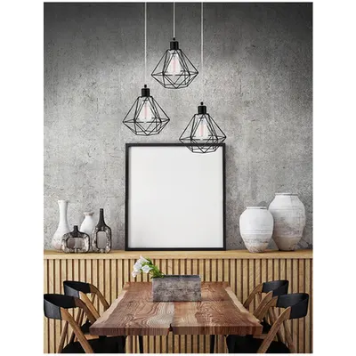 Lampa suspendata PIETRA Negru Metal LED E27 3x12W IP20 Fara bec