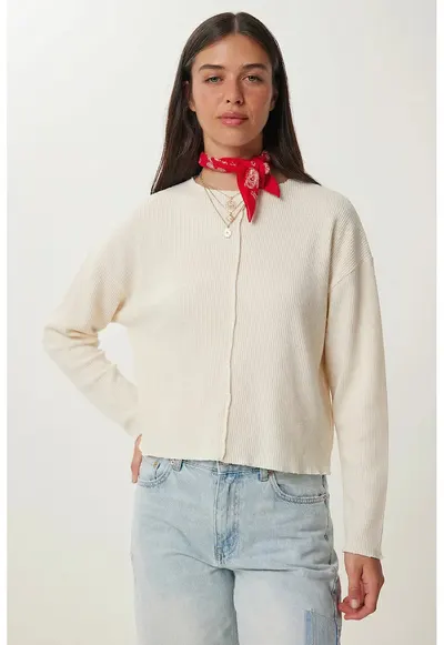 Bluza dama - Happiness Istanbul - Ecru - Poliester/Elastan