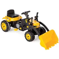 Tractor pentru copii Pilsan Active Yellow, cu pedale si cupa, transmisie pe lant, volan cu claxon, spatar, scaun reglabil, greutate admisa 50 kg