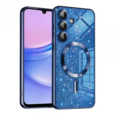 Husa MagSafe pentru Samsung Galaxy A15 5G A156 / A15 A155, Techsuit, Luxury Glitter, Albastra Inchis